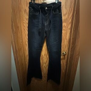 KanCan Dark Blue Flared Jeans with Tie